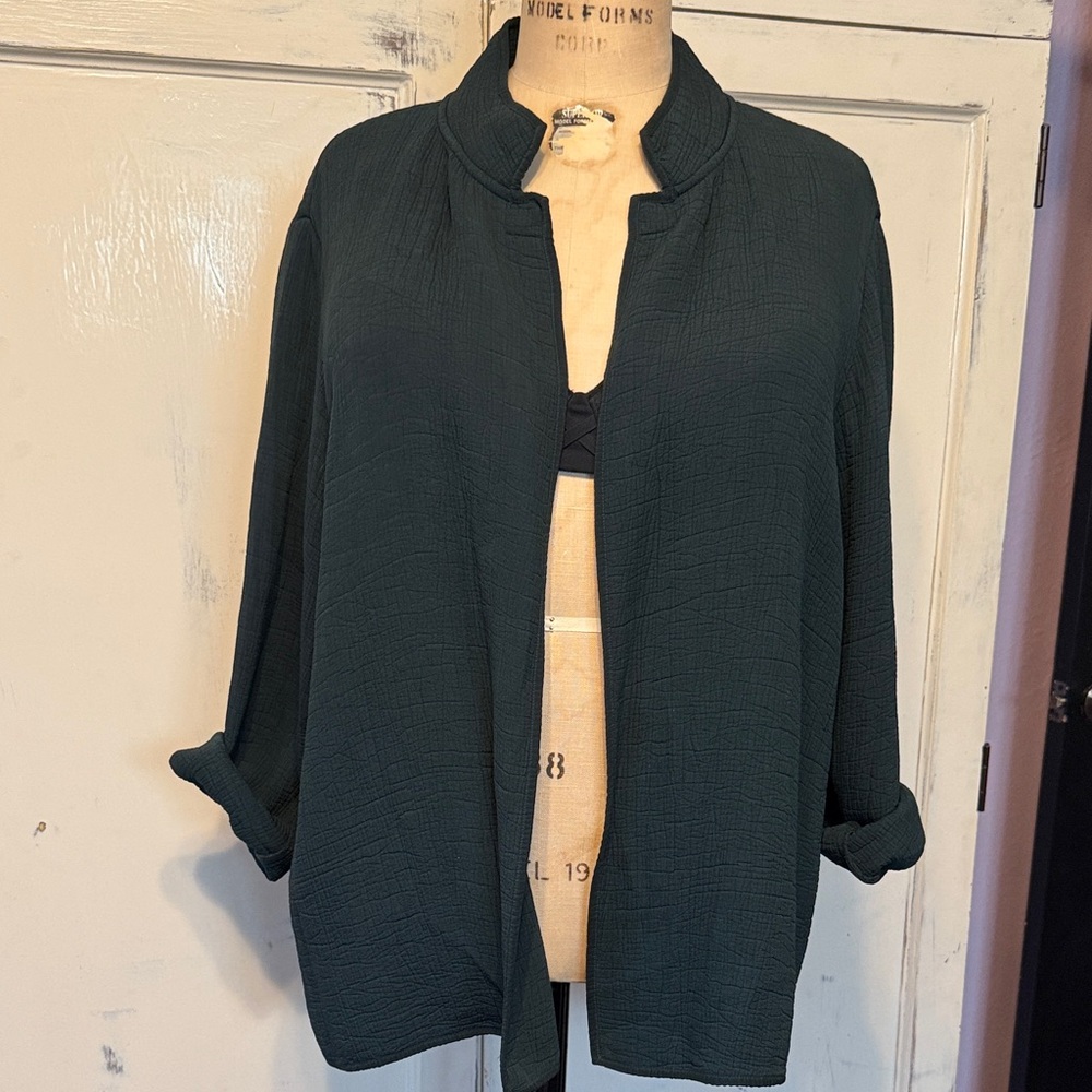 Eileen Fisher Deep Green Open Jacket